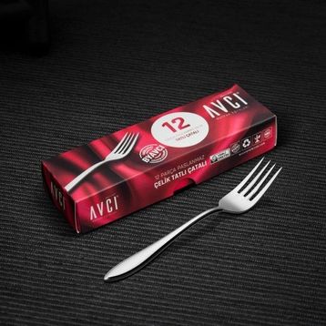 Avcı Elit 12 Adet 18/10 2 mm Paslanmaz Çelik Tatlı Çatalı