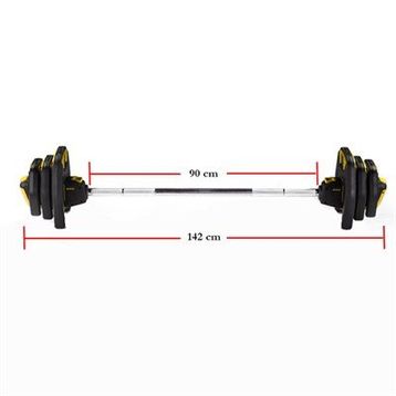 Avec 20 kg Sarı Profesyonel Halter Seti ve Ağırlık Barı