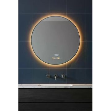 Avend Akıllı Ayna Hareket Sensörlü 75 cm Buhar Tutmayan Dokunmatik 3 Butonlu 3 Renk Led Işıklı Hd Yansıma Dimmer Özellikli Lüks Gümüş Çerçeveli Yuvarlak Makyaj Banyo Aynası