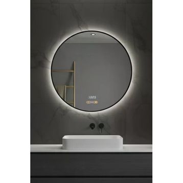 Avend Akıllı Ayna Hareket Sensörlü 75 cm Buhar Tutmaz 3 Renk Ledli Işıklı Dokunmatik 3 Butonlu Hd Yansıma Dimmer Özellikli Siyah Çerçeveli Lüks Lavabo Makyaj Yuvarlak Banyo Aynası