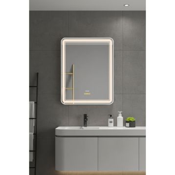Avend Akıllı Ayna Hareket Sensörlü Buhar Tutmayan 3 Renk Ledli Işıklı Dokunmatik 3 Butonlu Hd Yansıma Dimmer Özellikli Beyaz 80x60 cm Çerçeveli Lüks Lavabo Makyaj Banyo Aynası