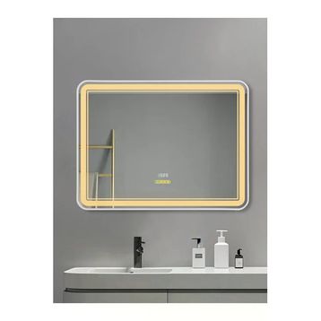 Avend Akıllı Ayna Hareket Sensörlü Buhar Tutmayan 3 Renk Ledli Işıklı Dokunmatik 3 Butonlu Hd Yansıma Dimmer Özellikli Beyaz 80x60 cm Çerçeveli Lüks Lavabo Makyaj Banyo Aynası