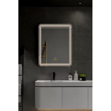 Avend Akıllı Ayna Hareket Sensörlü Buhar Tutmayan 3 Renk Ledli Işıklı Dokunmatik 3 Butonlu Hd Yansıma Dimmer Özellikli Beyaz 80x60 cm Çerçeveli Lüks Lavabo Makyaj Banyo Aynası