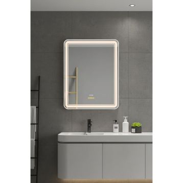 Avend Akıllı HD Hareket Sensörlü Buhar Tutmaz 3 Renk Ledli Beyaz Çerçeveli 60x80 cm Banyo Lavabo Makyaj Aynası