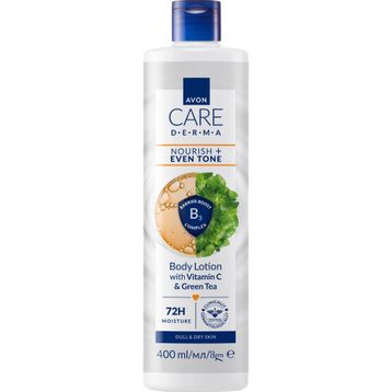Avon Care Derma 400 ml Nemlendirici Cilt Tonu Görünümünü Eşitleyici C Vitamini ve Yeşil Çay İçeren Vücut Losyonu