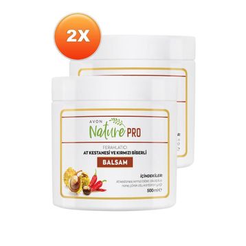 Avon Nature Pro At Kestanesi ve Kırmızı Biberli 2x500 ml Balsam