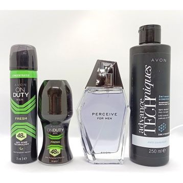 Avon Perceive EDT 100 ml 4'lü Erkek Parfüm Set (Parfüm, Deodorant, Şampuan, Traş Balmı)