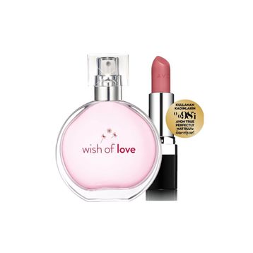 Avon Wish Of Love 50 ml EDT Kadın Parfüm + Avon True Perfectly Mat Ruj