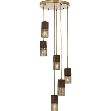 Avonni AV-1830-6ET Eskitme Kaplama Modern Metal Ahşap Avize