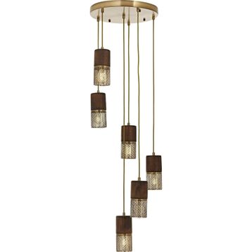 Avonni AV-1830-6ET Eskitme Kaplama Modern Metal Ahşap Avize
