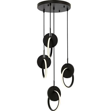 Avonni AV-1874-4T-BSY Siyah Boya Modern Metal Ahşap Avize