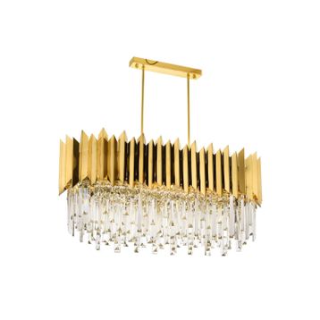 Avonni AV-60101-S85X40 Sarı Kaplama Modern E27 Metal Cam Kristal 85x35cm Avize