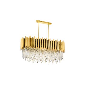 Avonni AV-60101-S85X40 Sarı Kaplama Modern E27 Metal Cam Kristal 85x35cm Avize