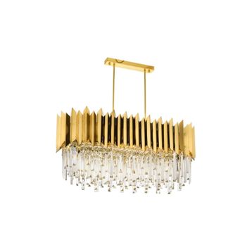 Avonni AV-60101-S85X40 Sarı Kaplama Modern E27 Metal Cam Kristal 85x35cm Avize