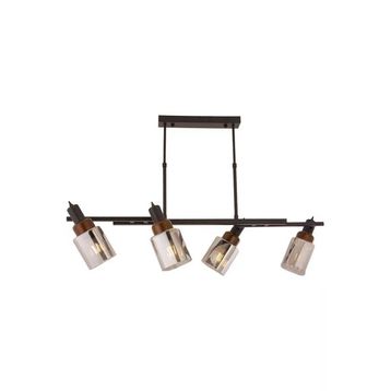 Avonni Av-60415-4Y-Bsy Siyah Boya E27 Metal Ahşap Cam 100x35 cm Modern Avize