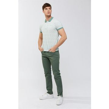 Avva A01Y1015 Haki Polo Yaka Baskılı Erkek T-Shirt