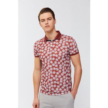 Avva A01Y1015 Haki Polo Yaka Baskılı Erkek T-Shirt