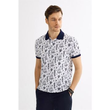 Avva A01Y1015 Haki Polo Yaka Baskılı Erkek T-Shirt