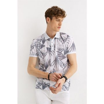 Avva A01Y1015 Haki Polo Yaka Baskılı Erkek T-Shirt
