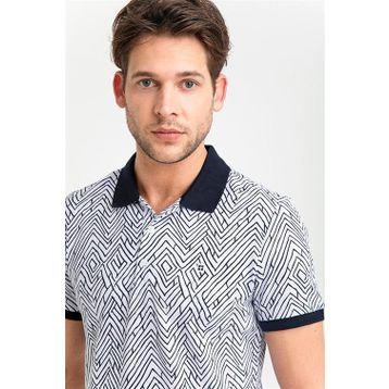 Avva A01Y1015 Haki Polo Yaka Baskılı Erkek T-Shirt