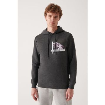 Avva A22Y1250 Antrasit Baskılı Erkek Sweatshirt