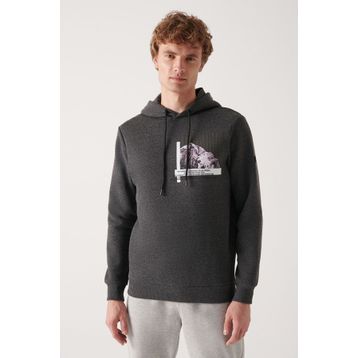 Avva A22Y1250 Antrasit Baskılı Erkek Sweatshirt