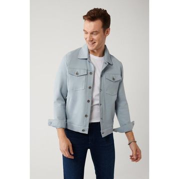 Avva A41Y6011 Erkek Mavi Klasik Yaka Süet Dokulu Mevsimlik Comfort Fit Mont