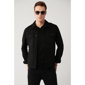 Avva A41Y6011 Erkek Siyah Klasik Yaka Süet Dokulu Mevsimlik Comfort Fit Mont