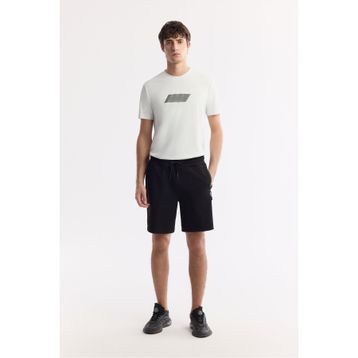 Avva A51Y3631 Regular Fit Siyah Beli Lastikli Bağcıklı Bi-Stretch İnterlok Erkek Şort