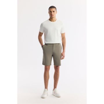 Avva A51Y3712 Erkek Haki Beli Lastikli Bi-Stretch Teknik Kumaş Relaxed Fit Şort