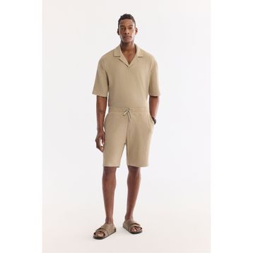 Avva A61Y3709 Erkek Vizon Beli Lastikli Bağcıklı Soft Touch Regular Fit Şort