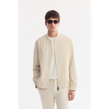 Avva A61Y6059 Erkek Ekru Bomber Yaka Su İtici Rüzgar Geçirmez Hafif Mevsimlik Comfort Fit Mont