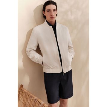 Avva A61Y6059 Erkek Ekru Bomber Yaka Su İtici Rüzgar Geçirmez Hafif Mevsimlik Comfort Fit Mont