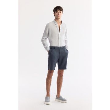 Avva B003732 Relaxed Fit Antrasit Beli Lastikli Erkek Keten Şort