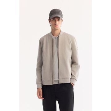 Avva B006045 Erkek Açık Gri Bomber Yaka Süet Dokulu Mevsimlik Comfort Fit Mont