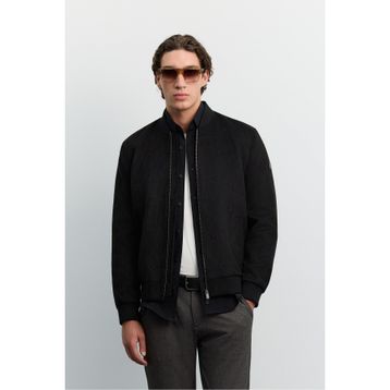 Avva B006045 Erkek Siyah Bomber Yaka Süet Dokulu Mevsimlik Comfort Fit Mont