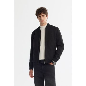 Avva B006045 Erkek Siyah Bomber Yaka Süet Dokulu Mevsimlik Comfort Fit Mont