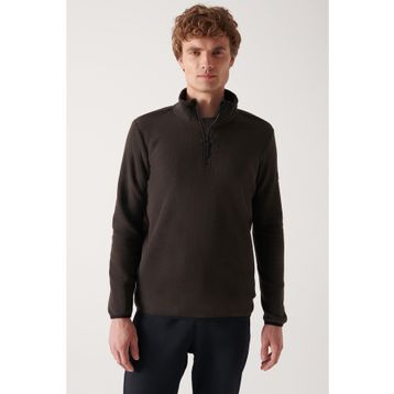 Avva E001068 Erkek Dik Yaka Basic Yarım Fermuarlı Polar Sweatshirt