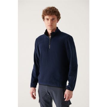 Avva E001068 Erkek Dik Yaka Basic Yarım Fermuarlı Polar Sweatshirt