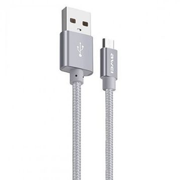 Awei CL-30 Silver 1 mt Metal Örgü USB Hızlı Şarj ve Kablo
