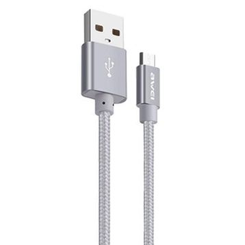 Awei CL-30 Silver 1 mt Metal Örgü USB Hızlı Şarj ve Kablo