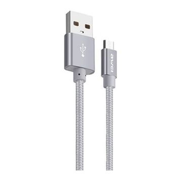 Awei CL-30 Silver 1 mt Metal Örgü USB Hızlı Şarj ve Kablo