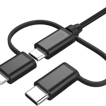 Awetron Apple Mfi Lisanslı Lightning Type C Micro Usb 3'lü Hasır İp 1,5 m Şarj Kablo