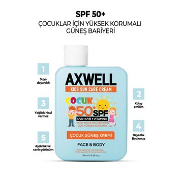 Axwell Spf 50 Kids Sun Cream 100 ML Çocuk Güneş Kremi