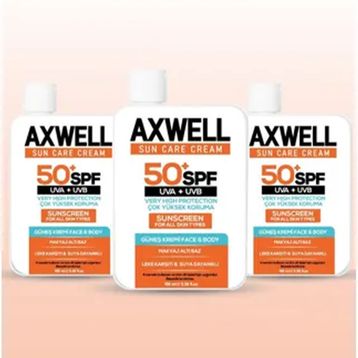 Axwell Sun Care Cream Leke Karşıtı Çok Yüksek Koruma SPF50+ 3x100 ml Güneş Kremi