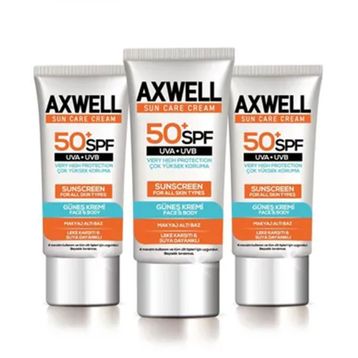 Axwell Sun Care Cream Leke Karşıtı Çok Yüksek Koruma SPF50+ 3x50 ml Güneş Kremi