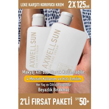 Axwell Sun Care Cream Leke Karşıtı SPF50+ 2x125 ml Güneş Koruyucu Krem