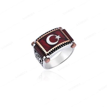 Ay Yıldız Erkek Gümüş Yüzük