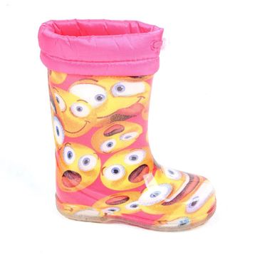 Ayakcenter 21-14 SRB Pembe Emoji Kürklü Kız Çocuk Çizme