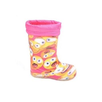 Ayakcenter 21-14 SRB Pembe Emoji Kürklü Kız Çocuk Çizme